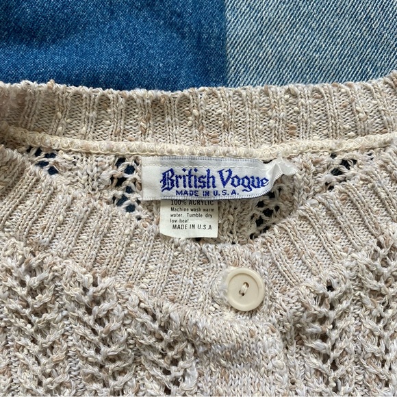 vtg cardigan sweater british vogue size L - Picture 2 of 6